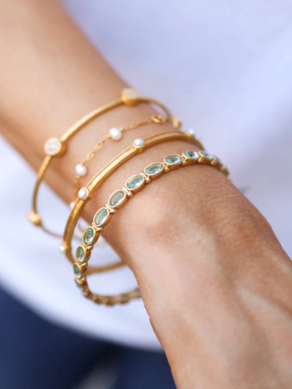 JULIE VOS Palmetto Green Mykonos Bangle Bracelet - Picture 4 of 6